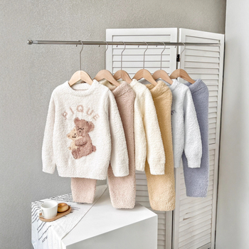 Pijamale de casă pentru copii, cu imprimeu cartoon, 100% poliester, unisex, pentru 3-8 ani