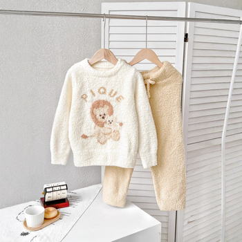 Pijamale de casă pentru copii, cu imprimeu cartoon, 100% poliester, unisex, pentru 3-8 ani