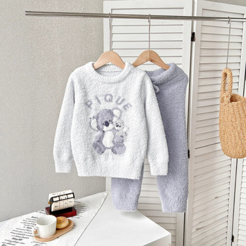 Pijamale de casă pentru copii, cu imprimeu cartoon, 100% poliester, unisex, pentru 3-8 ani