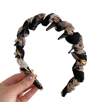 Hairband s kristalima i visokom krunom – korejski stil, svjež i sladak izgled, ručna izrada, mješavina materijala, ljeto 2025