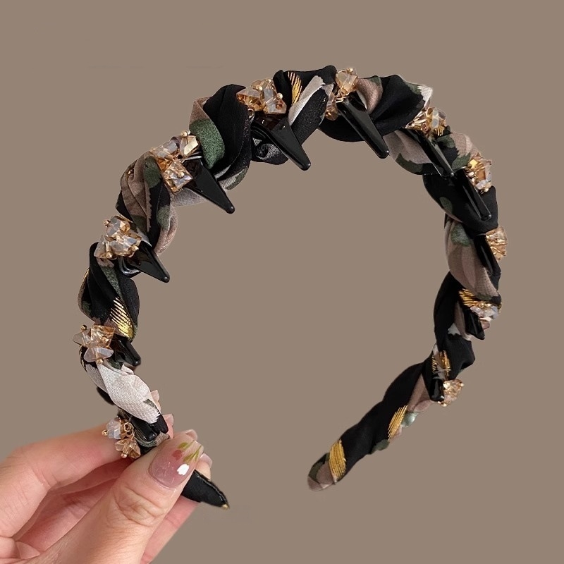 Hairband s kristalima i visokom krunom – korejski stil, svjež i sladak izgled, ručna izrada, mješavina materijala, ljeto 2025