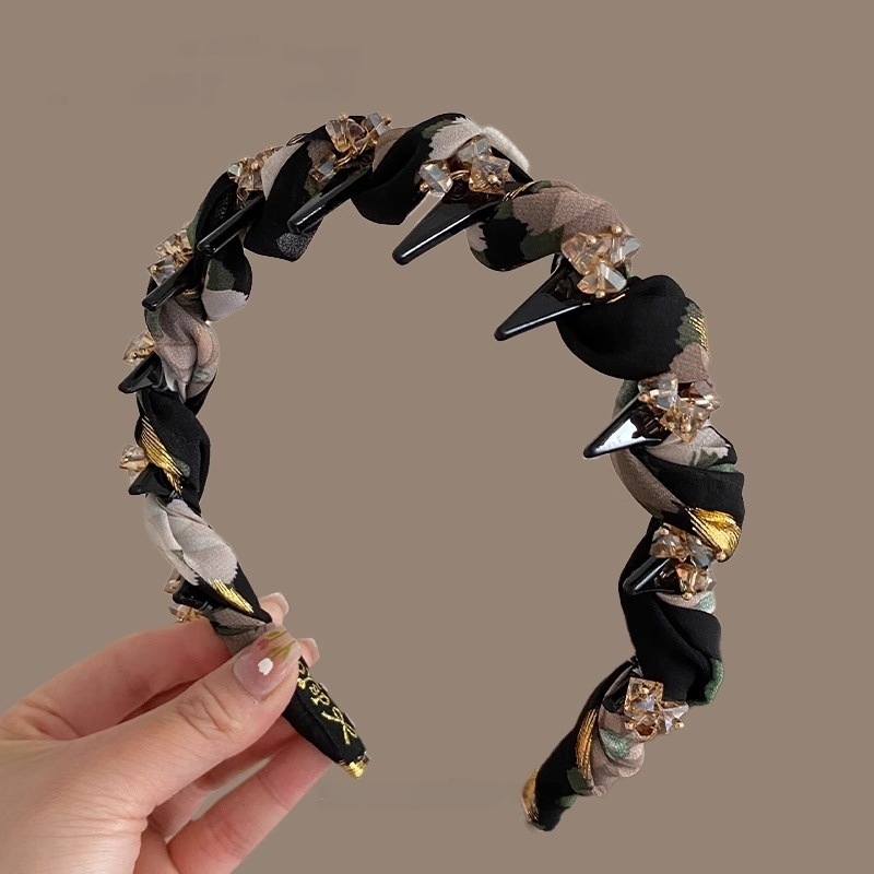 Hairband s kristalima i visokom krunom – korejski stil, svjež i sladak izgled, ručna izrada, mješavina materijala, ljeto 2025