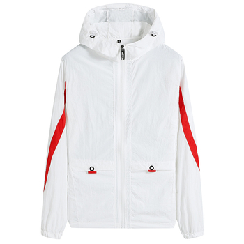 Muška ljetna jakna od ice-silk materijala, prozračna, s kapuljačom, slim fit, zatvarač.