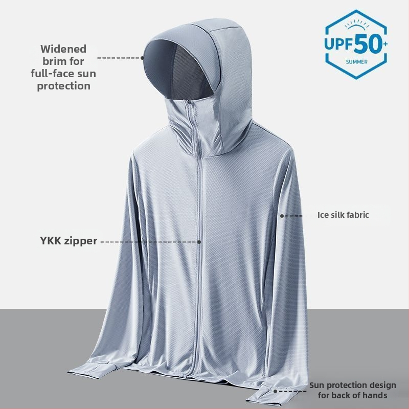 UPF50+ Vanjska jakna od Ice Silk za muškarce i žene, lagana i prozračna, UV zaštita, za ribolov