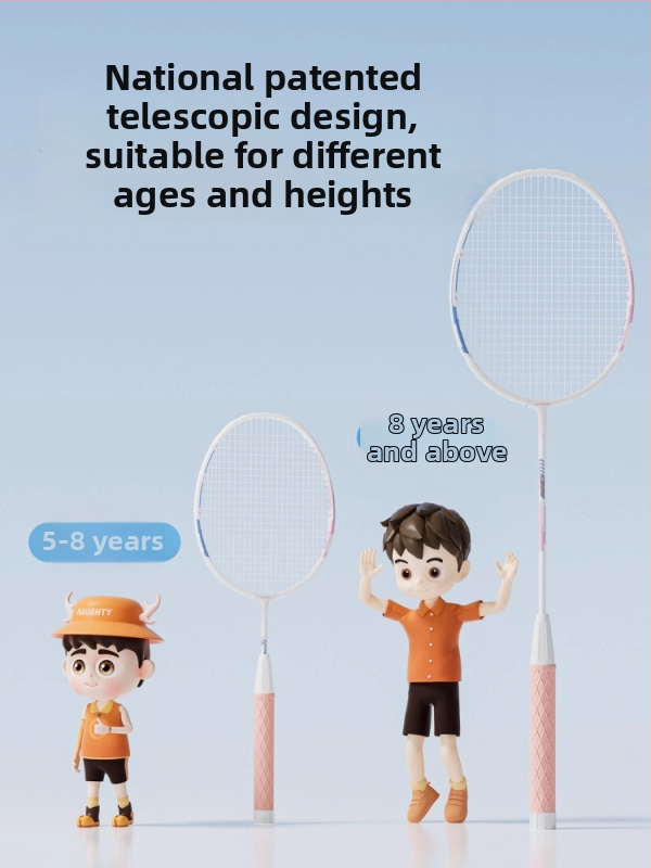 Ракета за бадминтон за деца и юноши, ултра-лека, издръжлива за тренировки (единична и двойна), 95–100 g, рамка от алуминиева сплав, струни от фибър, средна твърдост