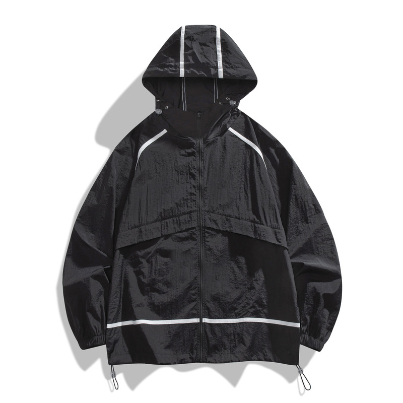 Jakna s kapuljom za UV zaštitu UPF50+, prugasta, od najlona, lagana i brzo sušeća