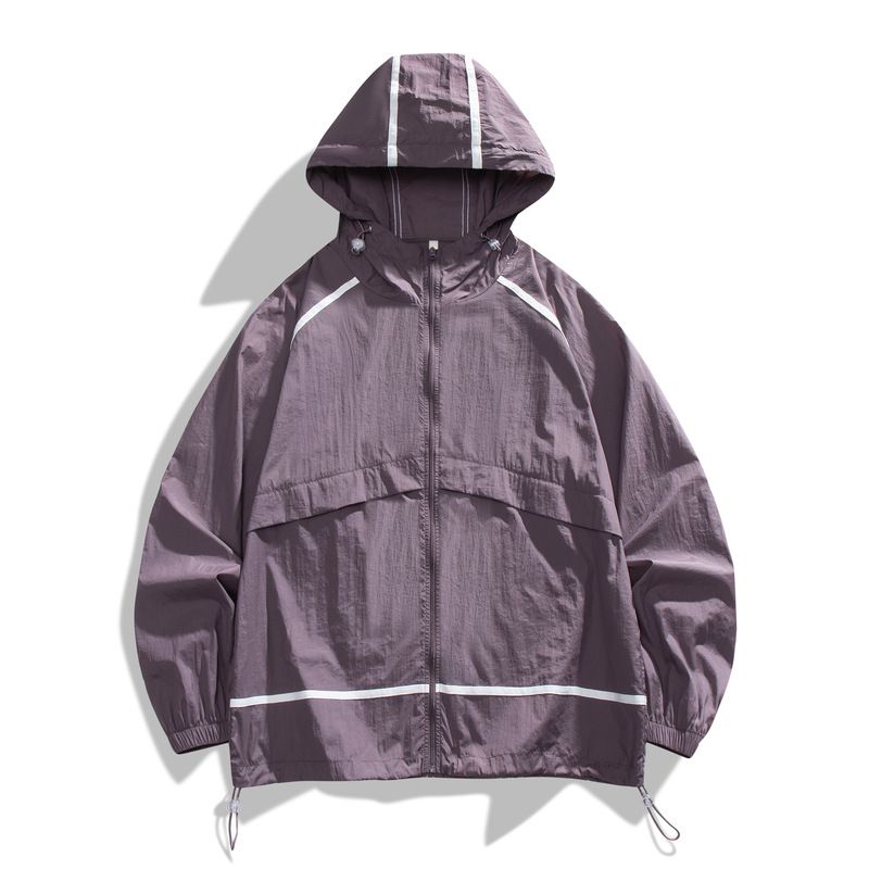 Jakna s kapuljom za UV zaštitu UPF50+, prugasta, od najlona, lagana i brzo sušeća