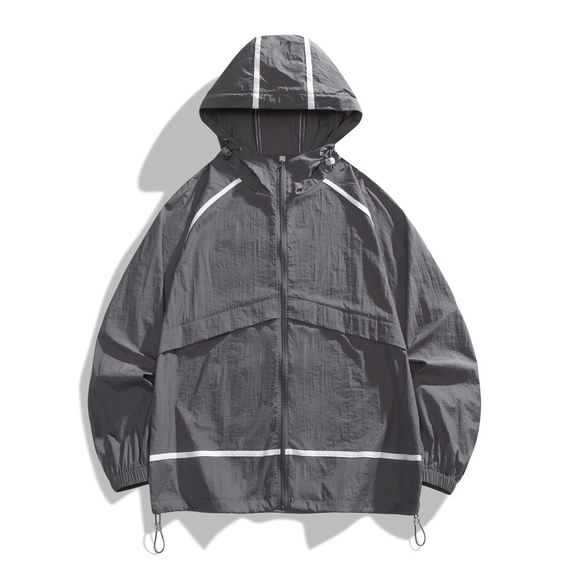 Jakna s kapuljom za UV zaštitu UPF50+, prugasta, od najlona, lagana i brzo sušeća