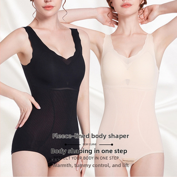 Melegítő testformáló body fleece-betéttel, melltartó párnákkal, dupla rétegű kialakítással, fenékemeléssel és hasformázással női
