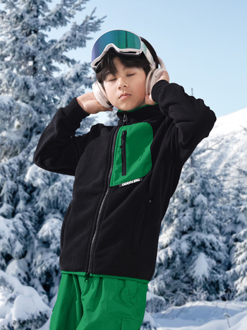 Unisex flis jakna u stilu kardigana, uzorak bočnih blokova boja, vanjska i podstava od polar flisa, toplina 320 g/m2