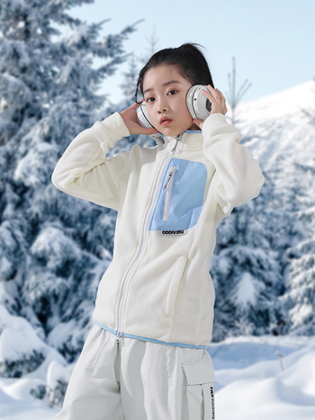 Unisex flis jakna u stilu kardigana, uzorak bočnih blokova boja, vanjska i podstava od polar flisa, toplina 320 g/m2