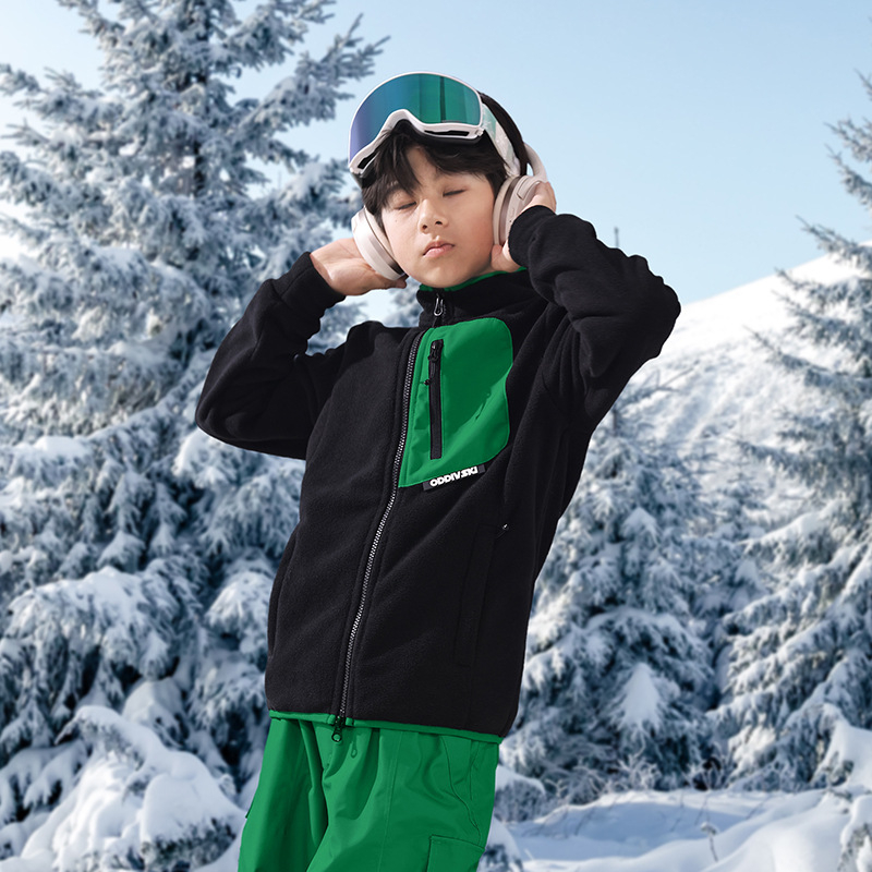 Unisex flis jakna u stilu kardigana, uzorak bočnih blokova boja, vanjska i podstava od polar flisa, toplina 320 g/m2