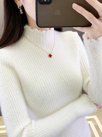 Ženski pulover s kapuljom, poluturtleneck, jesen/zima, normalna debljina, dugi rukavi, poliester flees, jednobojan, japansko-korejski ležerni stil