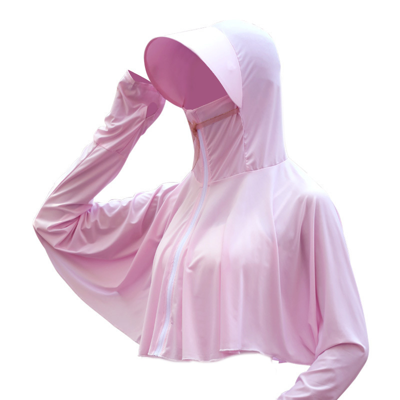 Ženska vanjska jakna s kapuljačom, prugasta, prozračna Ice-Silk tkanina, dugačkog kroja