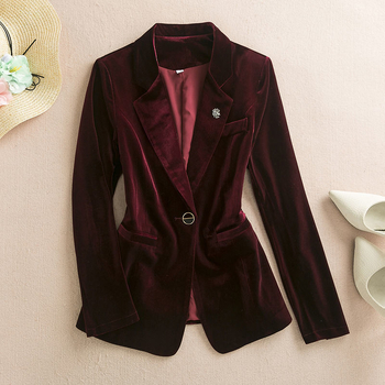 Ženski sako za kostim s polo ovratnikom, chenille tkanina s elastanom, jednostruko kopčanje, rukavi princeze, proljeće 2025
