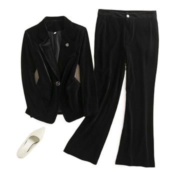 Ženski sako za kostim s polo ovratnikom, chenille tkanina s elastanom, jednostruko kopčanje, rukavi princeze, proljeće 2025