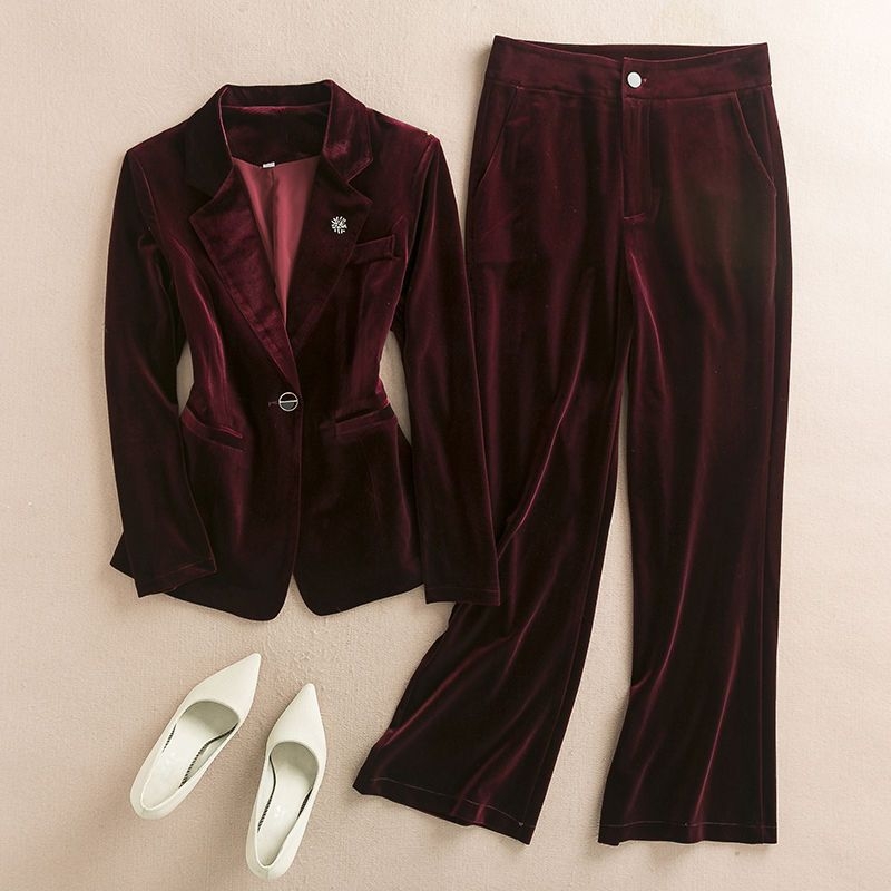 Ženski sako za kostim s polo ovratnikom, chenille tkanina s elastanom, jednostruko kopčanje, rukavi princeze, proljeće 2025