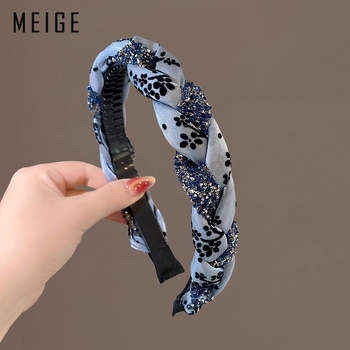 Čelenka za kosu s kristalima, tekstilna, za žene, sladak stil, proljeće 2025