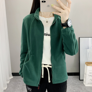 Ženski kardigan od polarnog flisa – tkanina od polarnog flisa, podstava od polarnog flisa, jednobojna, pogodna za zimu i jesen