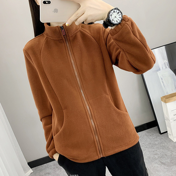 Ženski kardigan od polarnog flisa – tkanina od polarnog flisa, podstava od polarnog flisa, jednobojna, pogodna za zimu i jesen