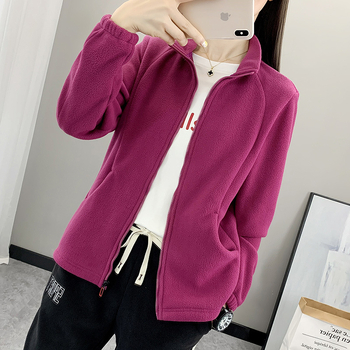 Ženski kardigan od polarnog flisa – tkanina od polarnog flisa, podstava od polarnog flisa, jednobojna, pogodna za zimu i jesen