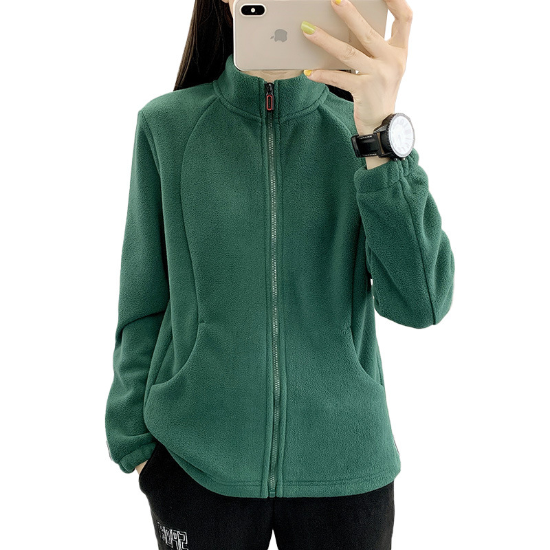 Ženski kardigan od polarnog flisa – tkanina od polarnog flisa, podstava od polarnog flisa, jednobojna, pogodna za zimu i jesen