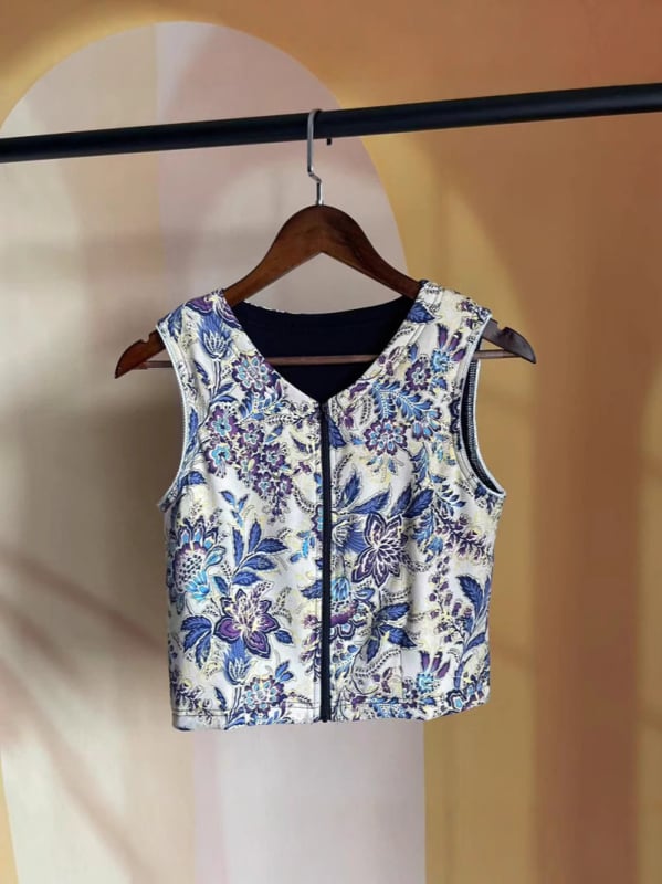 Дамска копринена жилетка без ръкави с подкладка от 100% коприна мулберри и цип