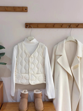 Жилетка за жени с флийс подплата, дебела за зимата 2025, къс стил, V-образно деколте