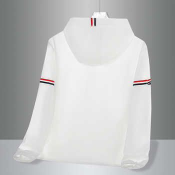 Vanjska windbreaker jakna s prugastim uzorkom, kapuljom, UPF50 UV zaštita, lagani najlon, prozračna, brzo se suši