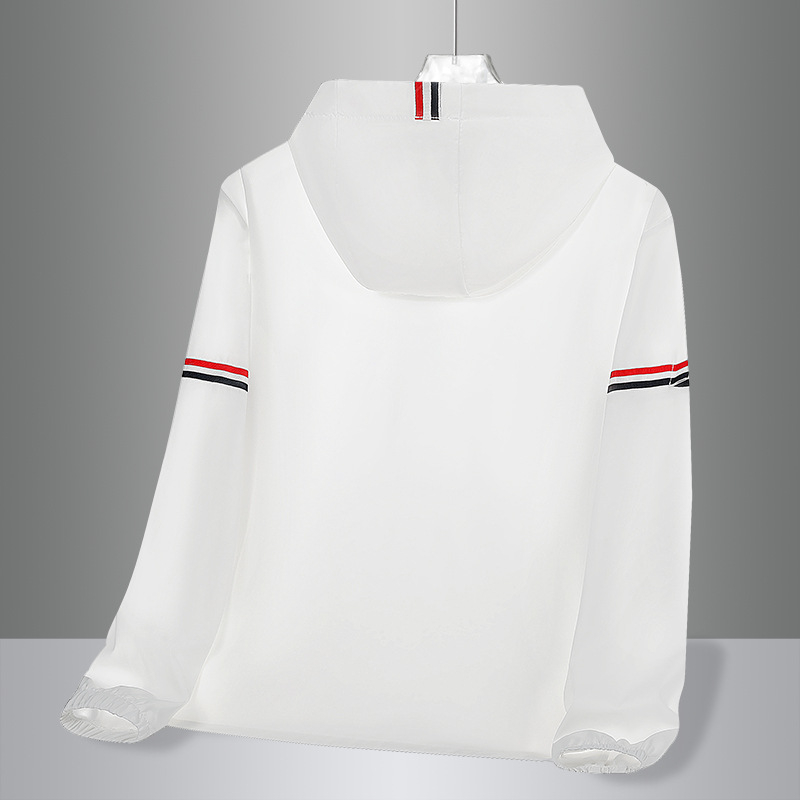 Vanjska windbreaker jakna s prugastim uzorkom, kapuljom, UPF50 UV zaštita, lagani najlon, prozračna, brzo se suši