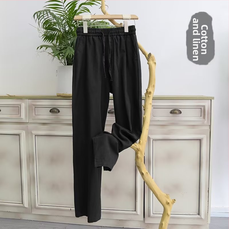 Ανδρικά λινά παντελόνια, χαλαρή γραμμή, λεπτό ύφασμα βαμβάκι-μπαμπού, ίσιο παντελόνι, κορεατικό στυλ