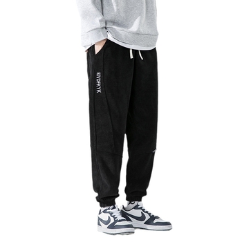 Κορεατικού στυλ κεντημένα cropped casual παντελόνια από πολυεστέρα, άνετη μέση, μικροελαστικότητα, μικρή ευθεία μανσέτα