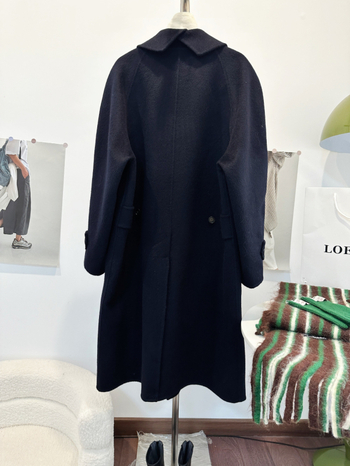 Női gyapjú kabát kettős oldalas anyaggal, galléros, középhosszú, irodalmi retro stílus