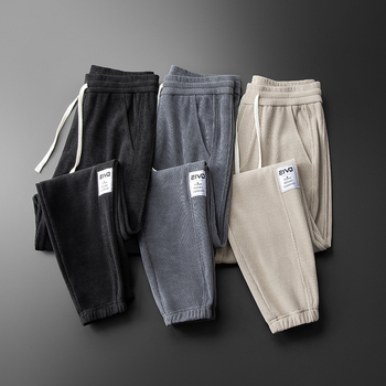 Κορεατικού στυλ φαρδιά συντομευμένα παντελόνια καθημερινής χρήσης, μέση μεσαία, ύφασμα πολυεστέρα 95%, μικροελαστικότητα