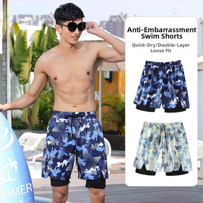 Ανδρικά μαγιό σορτς, χαλαρή εφαρμογή, γρήγορο στέγνωμα, διπλής στρώσης σχεδίαση; πολυεστέρας 90,3% / επένδυση από σπάντεξ 9,7%, βάρος 160 g