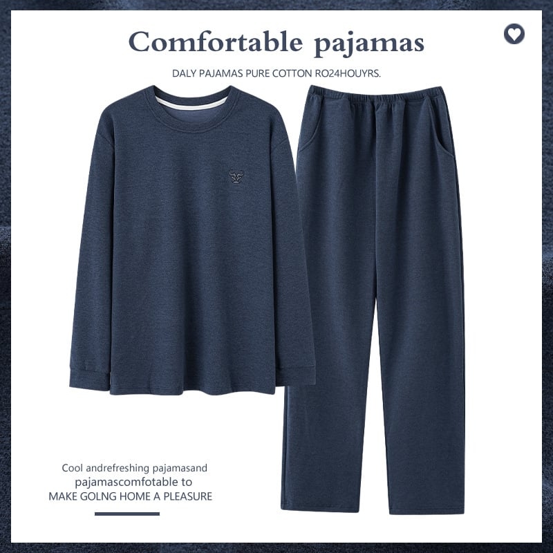Set bărbați pentru homewear Derong — velur gros, guler rotund, mâneci lungi, pantaloni; confortabil, cald pentru casă.