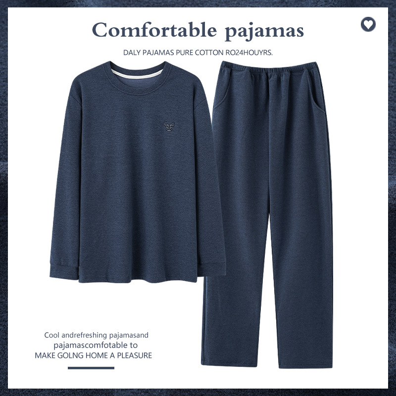 Set bărbați pentru homewear Derong — velur gros, guler rotund, mâneci lungi, pantaloni; confortabil, cald pentru casă.