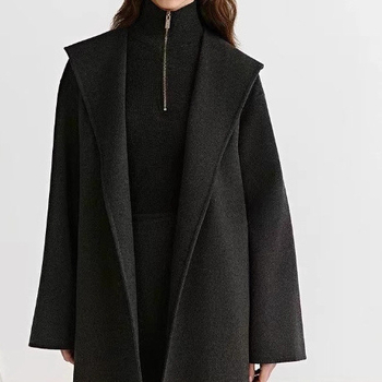 Ženski vuneni kaput, srednja duljina, dvostruko kopčanje, elegantan gradski stil