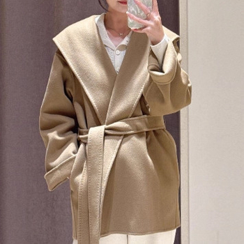 Ženski vuneni kaput, srednja duljina, dvostruko kopčanje, elegantan gradski stil