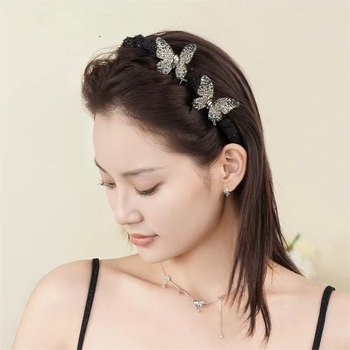Čelenka za kosu s 3D leptirom i rhinestoneom, Mingfeng Jewelry, ručna izrada, korejski stil, za žene