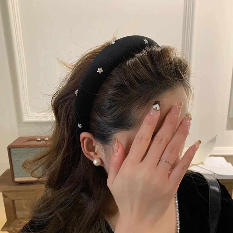 Dodatak za kosu – zvijezda s petokrakom rhinestones, retro široki rub, ručna izrada, korejski stil