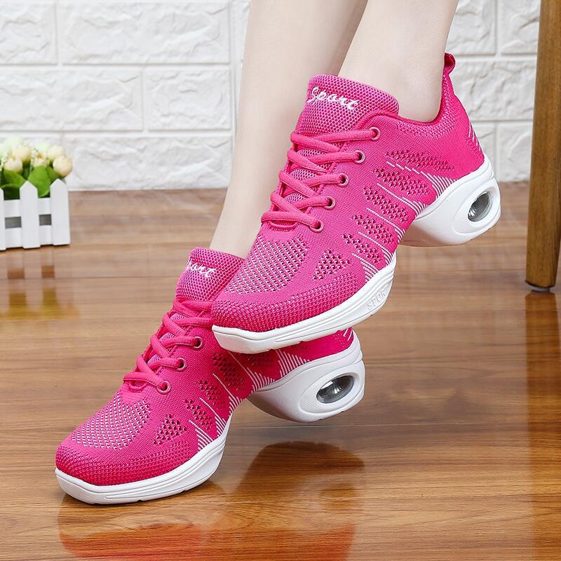 Танцови обувки за лято с дишаща мрежеста горна част, женски модел, PU подметка, леки, бързосъхнещи