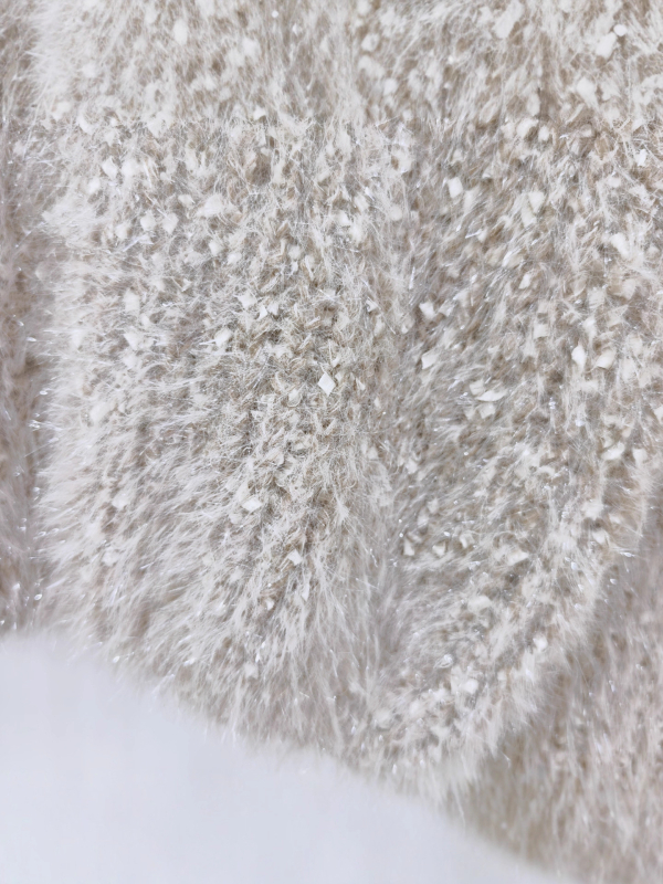 Korejski stil pleteni džemper od imitacije mink chenille, debeli pleteni džemper s V-izrezom, dugi rukavi