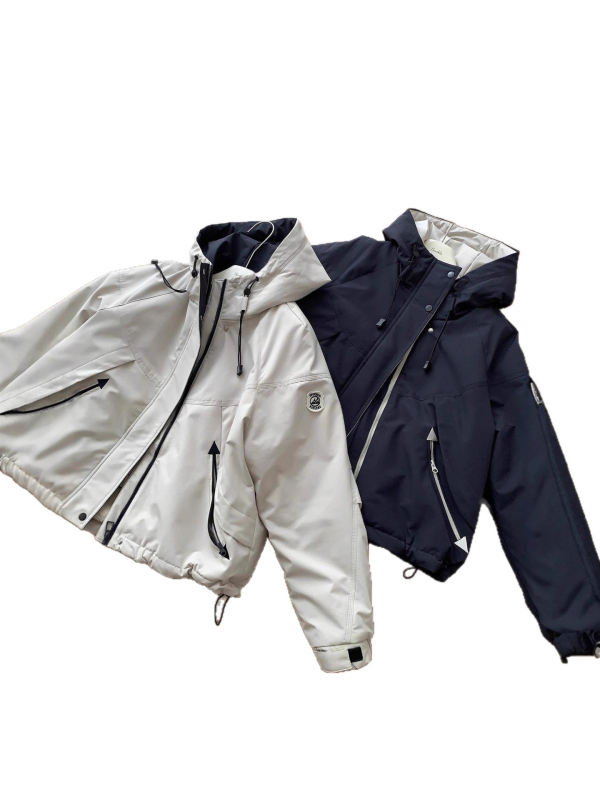 Яке с пълнеж от полиестерен памук, основна материя: полиестер, качулка, дебел, ежедневен стил, зимно облекло, 2025