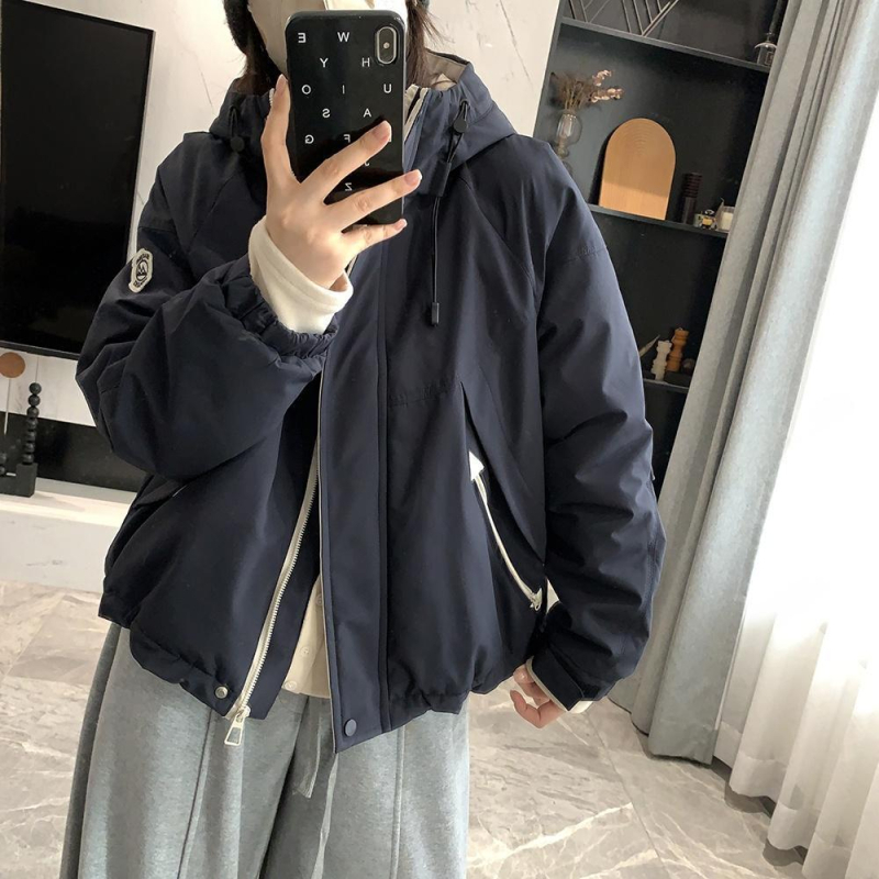 Яке с пълнеж от полиестерен памук, основна материя: полиестер, качулка, дебел, ежедневен стил, зимно облекло, 2025