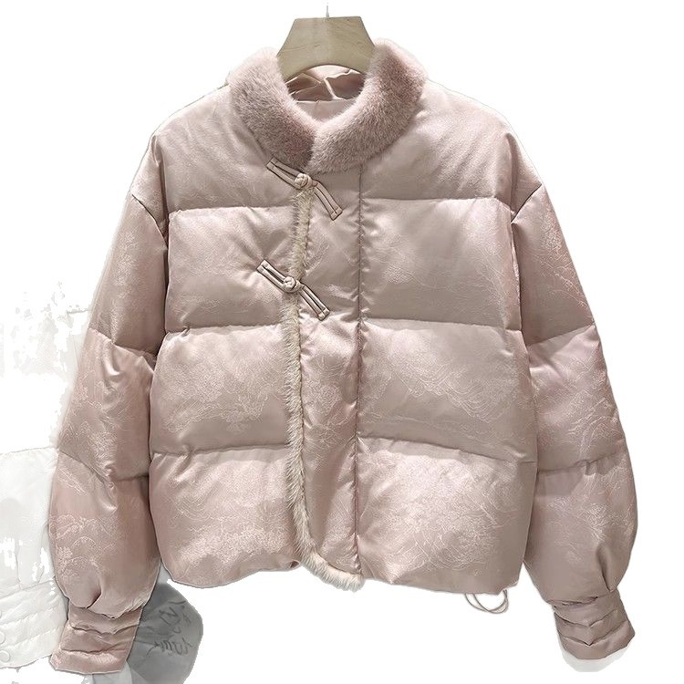 Jakna s kačjim perjem, Chenille tkanina s elastanom, ultrakrata dužina ≤40 cm, okrugli vrat, zatvaranje jednim gumbom