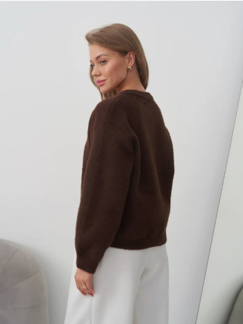 Cardigan stil džemper jakna, umjetno norkovo krzno, smjesa najlona i poliestera, debeo materijal, okrugli izrez