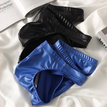 Ανδρικά briefs τρίγωνο, δερματό-όψη, αναπνεύσιμος πλεκτός πολυεστέρας, μεσαία μέση, για όλες τις εποχές