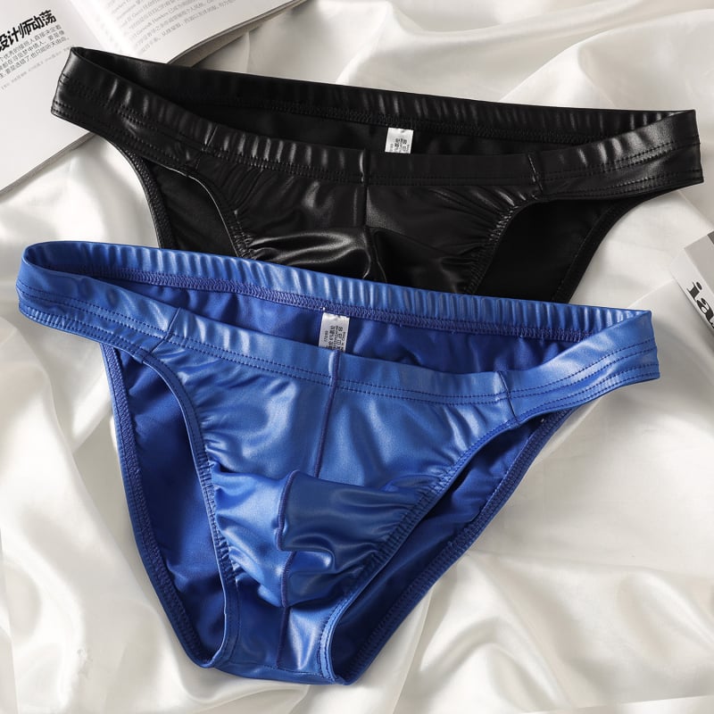 Ανδρικά briefs τρίγωνο, δερματό-όψη, αναπνεύσιμος πλεκτός πολυεστέρας, μεσαία μέση, για όλες τις εποχές