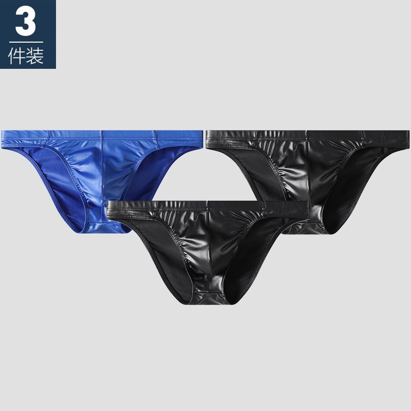 Ανδρικά briefs τρίγωνο, δερματό-όψη, αναπνεύσιμος πλεκτός πολυεστέρας, μεσαία μέση, για όλες τις εποχές